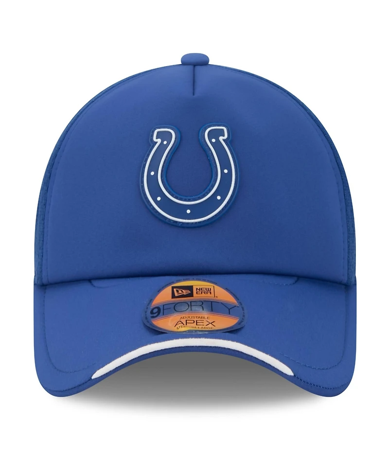 New Era Men's Royal Indianapolis Colts 2026 Sideline Apex 9FORTY Adjustable Trucker Hat