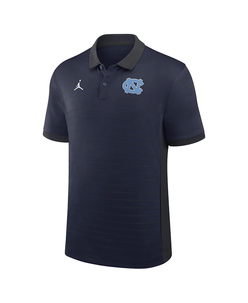 Jordan Men's Navy North Carolina Tar Heels 2026 Early Season Coaches Sideline Victory Stripe Dri-fit Polo Shirt