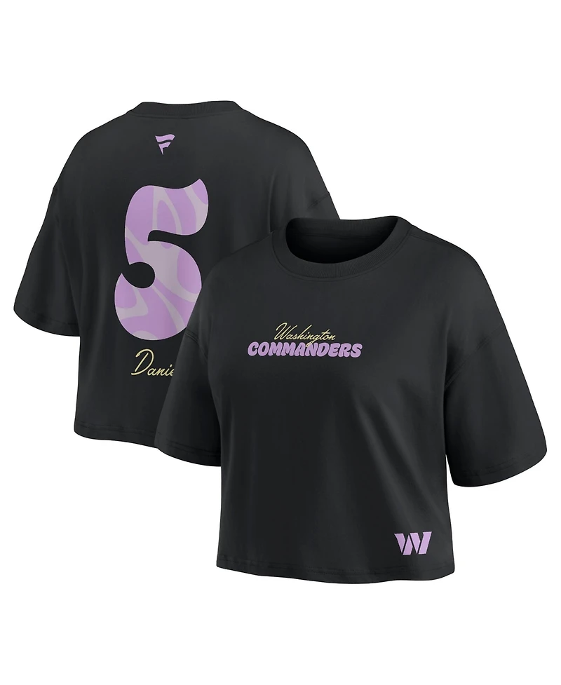 Fanatics Women's Jayden Daniels Black Washington Commanders Fashion Cropped T-Shirt