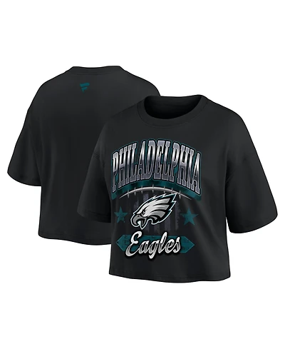 Fanatics Women's Black Philadelphia Eagles Americana Cropped T-Shirt