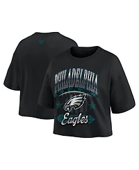 Fanatics Women's Black Philadelphia Eagles Americana Cropped T-Shirt