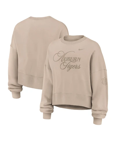 Nike Women's Tan Auburn Tigers Neutral Stance Collection Oversized Phoenix Fleece Sweatshirt