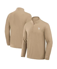 Fanatics Men's Khaki New York Mets Clutch Quarter-Zip Pullover Sweatshirt
