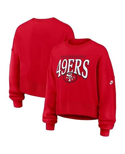 Nike Women's Scarlet San Francisco 49ers Oversized Phoenix Fleece Sweatshirt
