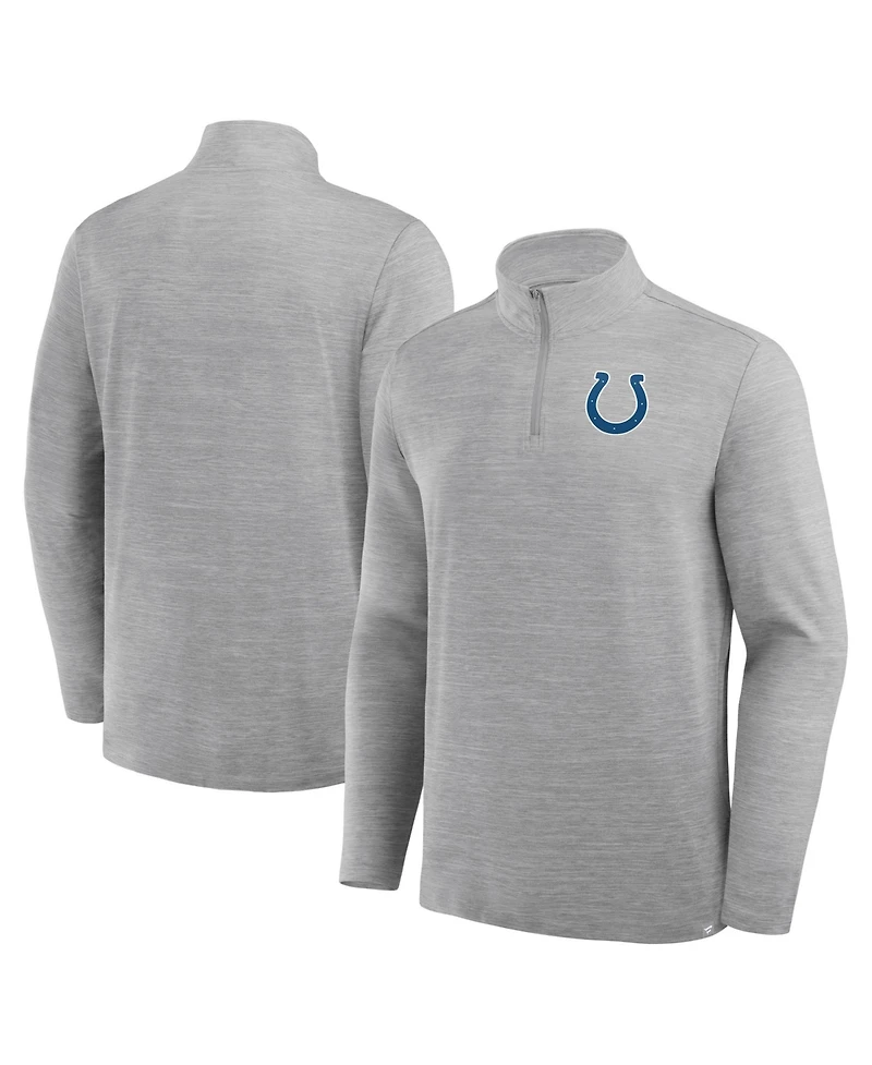 Fanatics Men's Heather Gray Indianapolis Colts Clutch Quarter-Zip Pullover Sweatshirt