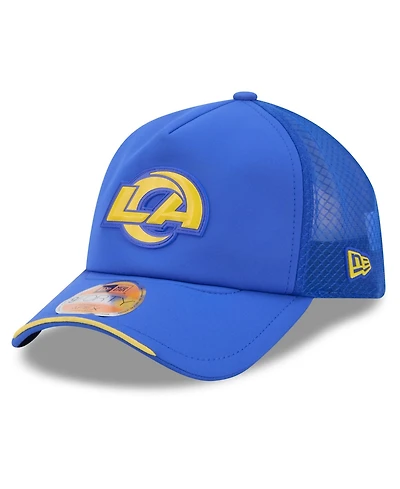 New Era Men's Royal Los Angeles Rams 2026 Sideline Apex 9FORTY Adjustable Trucker Hat