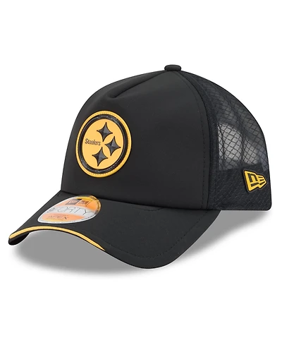 New Era Men's Black Pittsburgh Steelers 2026 Sideline Apex 9FORTY Adjustable Trucker Hat