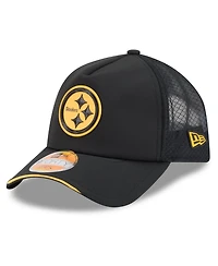 New Era Men's Black Pittsburgh Steelers 2026 Sideline Apex 9FORTY Adjustable Trucker Hat