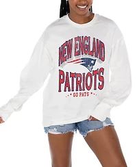 Gameday Couture Women's White New England Patriots Time Out OversizedLong sleeves T-Shirt