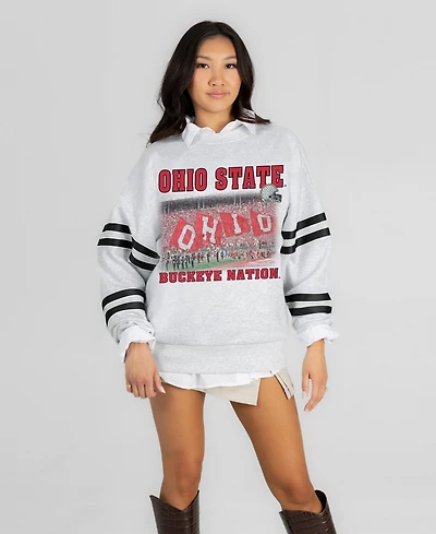 Gameday Couture Women's Ash Ohio State Buckeyes Off the Grid Oversized Fleece Sweatshirt