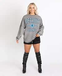 Gameday Couture Women's Gray Detroit Lions Oversized Final Score Snow WashLong sleeves T-Shirt