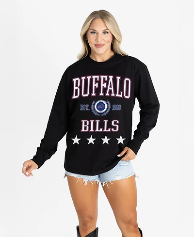 Gameday Couture Women's Black Buffalo Bills Oversized Everyday StarLong sleeves T-Shirt