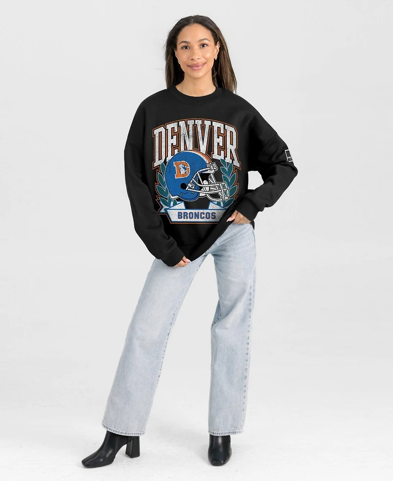 Gameday Couture Women's Black Denver Broncos Oversized Victory Lane Label Premium Fleece Sweatshirt