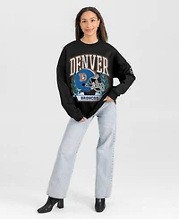 Gameday Couture Women's Black Denver Broncos Oversized Victory Lane Label Premium Fleece Sweatshirt