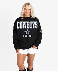 Gameday Couture Women's Black Dallas Cowboys Oversized Level Up Label Premium Fleece Sweatshirt