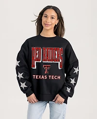 Gameday Couture Women's Black Texas Tech Red Raiders Pure Victory Relaxed Rhinestone Pullover Sweatshirt