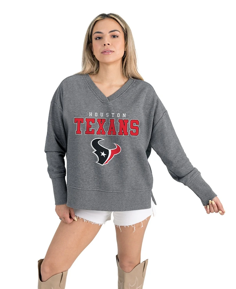 Gameday Couture Women's Gray Houston Texans French Terry V-Neck Pullover Sweatshirt