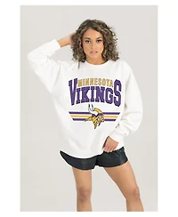Gameday Couture Women's White Minnesota Vikings Swift Strike Premium Oversized Fleece Pullover Sweatshirt