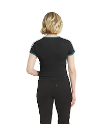 Wear by Erin Andrews Women's Black Jacksonville Jaguars Cropped Throwback Ringer Baby T-Shirt