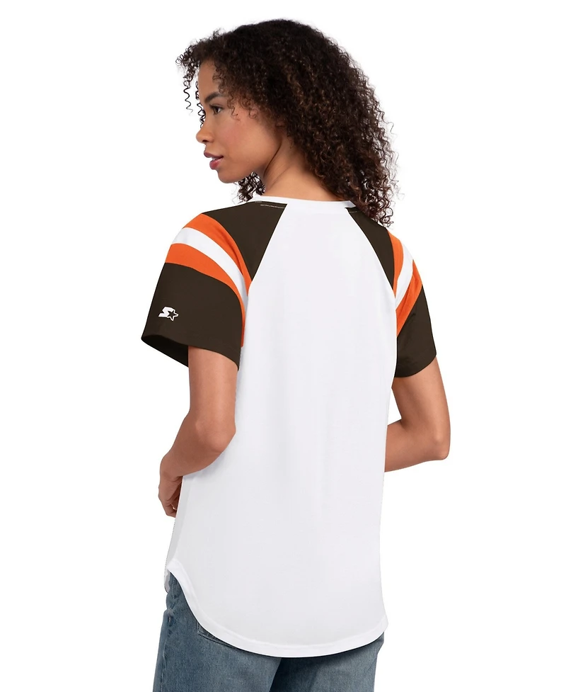Starter Women's White Cleveland Browns Game On Notch Neck T-Shirt