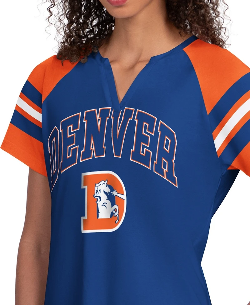 Starter Women's Royal Denver Broncos Game On Notch Neck Raglan T-Shirt