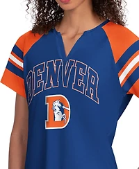 Starter Women's Royal Denver Broncos Game On Notch Neck Raglan T-Shirt