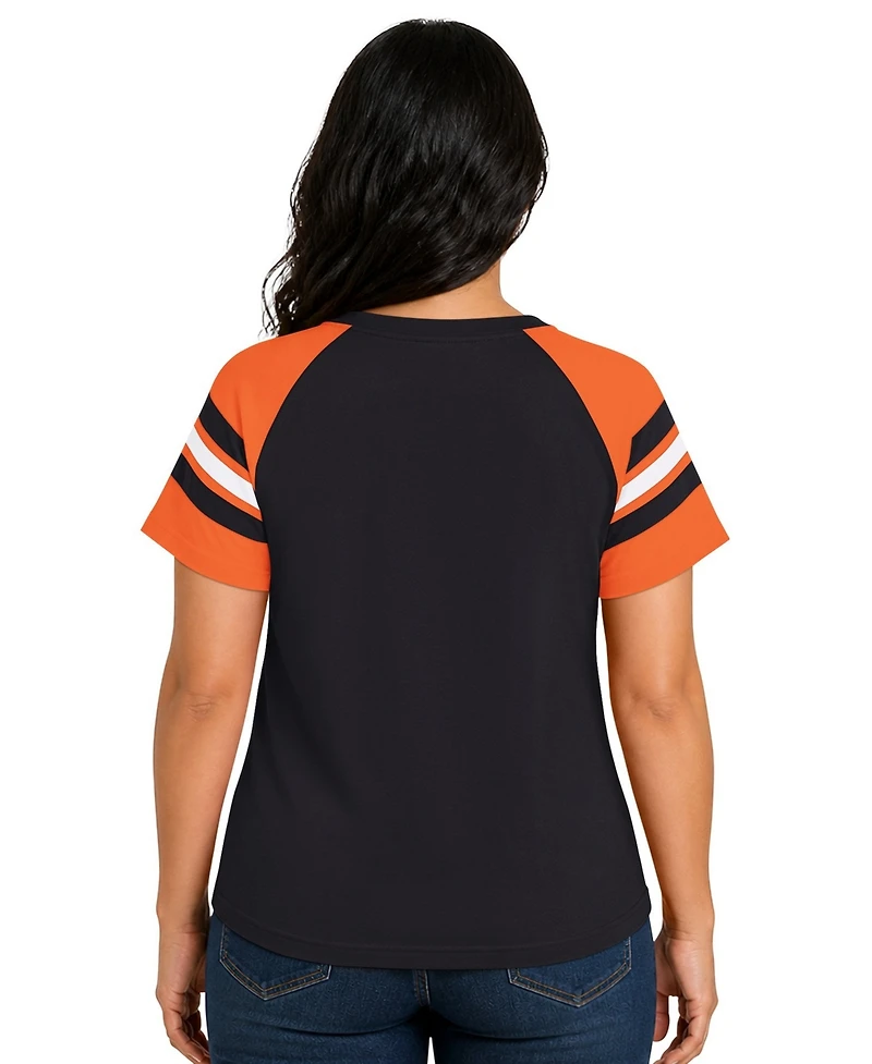 Starter Women's Black Cincinnati Bengals Plus Game On Notch Neck Raglan T-Shirt