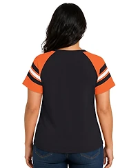 Starter Women's Black Cincinnati Bengals Plus Game On Notch Neck Raglan T-Shirt