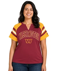 Starter Women's Burgundy Washington Commanders Plus Game On Notch Neck Raglan T-Shirt