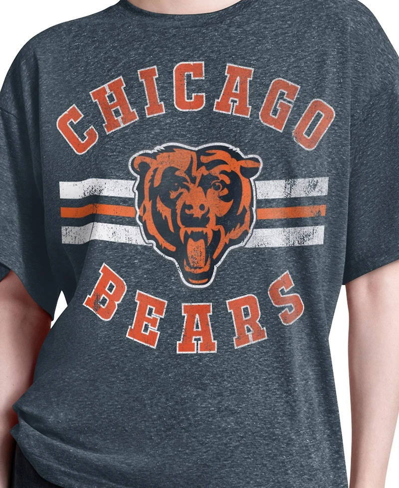 Starter Women's Navy Chicago Bears Jump Shot Boyfriend Tri-Blend T-Shirt