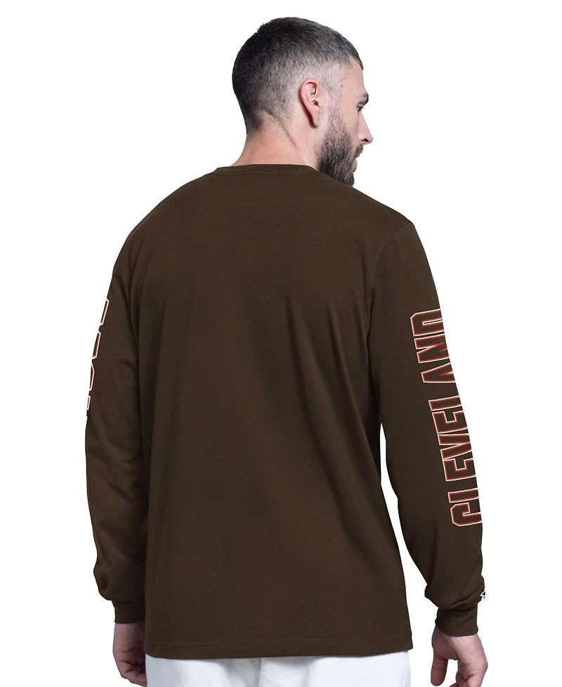 Starter Men's Brown Cleveland Browns Clutch Hit Ii Long-Sleeve T-Shirt