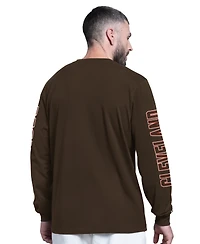 Starter Men's Brown Cleveland Browns Clutch Hit Ii Long-Sleeve T-Shirt