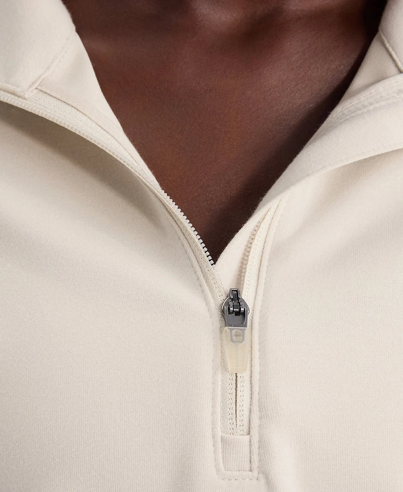 Fanatics Women's Beige New York Mets Oversized Clutch Tri-Blend Half-Zip Pullover Sweatshirt