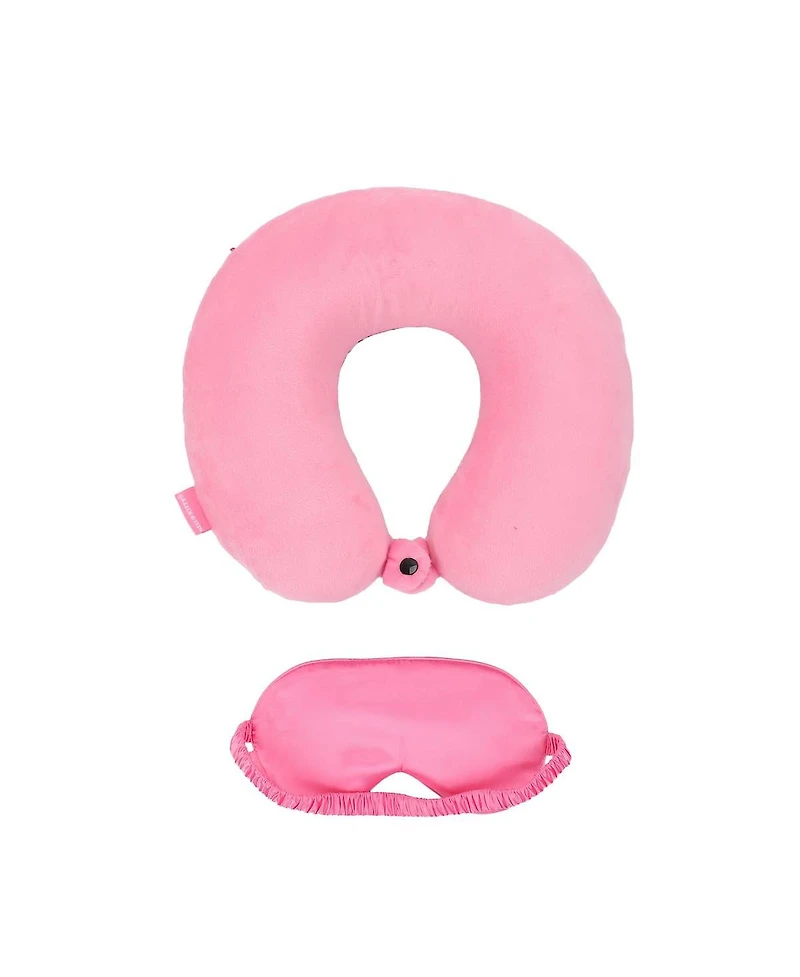 Hello Kitty Adult Travel Set with Neck Pillow Eye Mask and Throw Blanket - Adorable Comfort for Hello Kitty Fans on the Go!