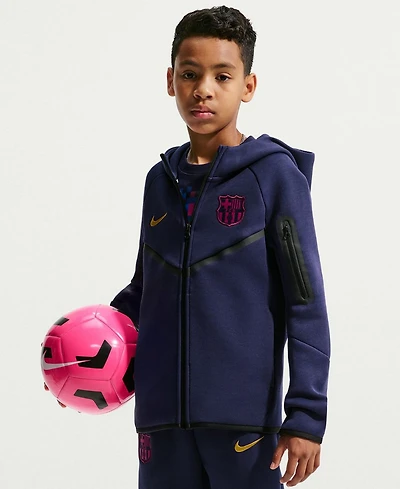 Nike Big Boys and Girls Navy Barcelona Tech Fleece Raglan Full-Zip Hoodie