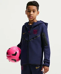Nike Big Boys and Girls Navy Barcelona Tech Fleece Raglan Full-Zip Hoodie