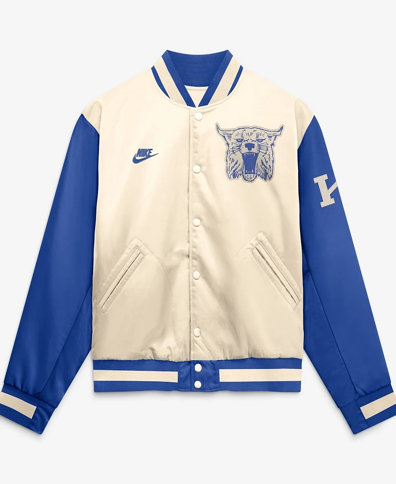 Nike Men's Natural/Royal Kentucky Wildcats Legacy Full-Snap Bomber Jacket
