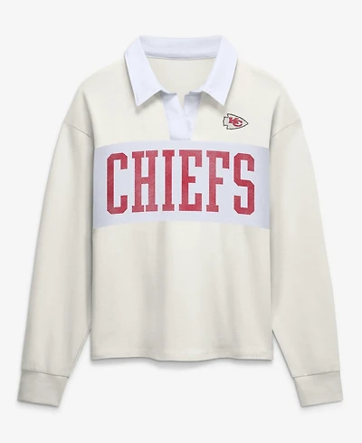 Fanatics Women's Cream Kansas City Chiefs Heritage Play Action RugbyLong sleeves Polo Shirt