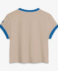 Nike Women's Cream Detroit Lions Rewind Ringer Mod Cropped T-Shirt