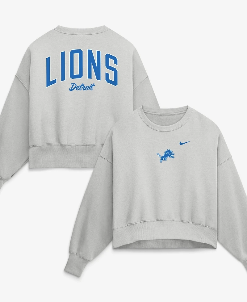 Nike Women's Gray Detroit Lions Oversized Primetime Phoenix Fleece Sweatshirt