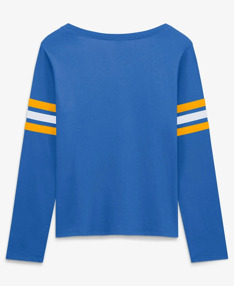 Fanatics Women's Blue Los Angeles Chargers Team First Coverage Scheme Lace-UpLong sleeves T-Shirt