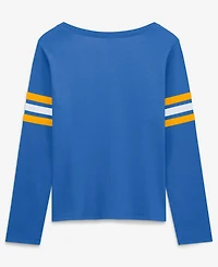 Fanatics Women's Blue Los Angeles Chargers Team First Coverage Scheme Lace-UpLong sleeves T-Shirt
