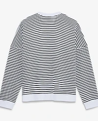 Fanatics Women's White/Black Pittsburgh St-Shirtlers Striped Oversized French Terry Sweatshirt