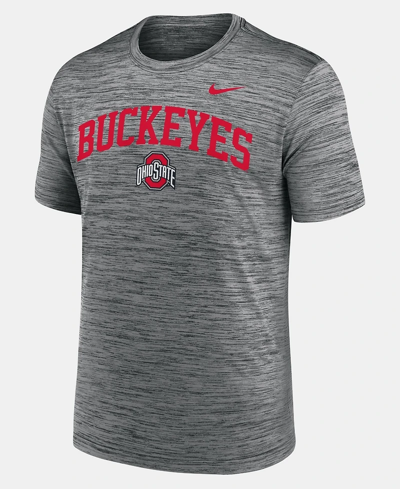 Nike Men's Anthracite Ohio State Buckeyes Primetime Arch Logo Velocity Dri-fit T-Shirt
