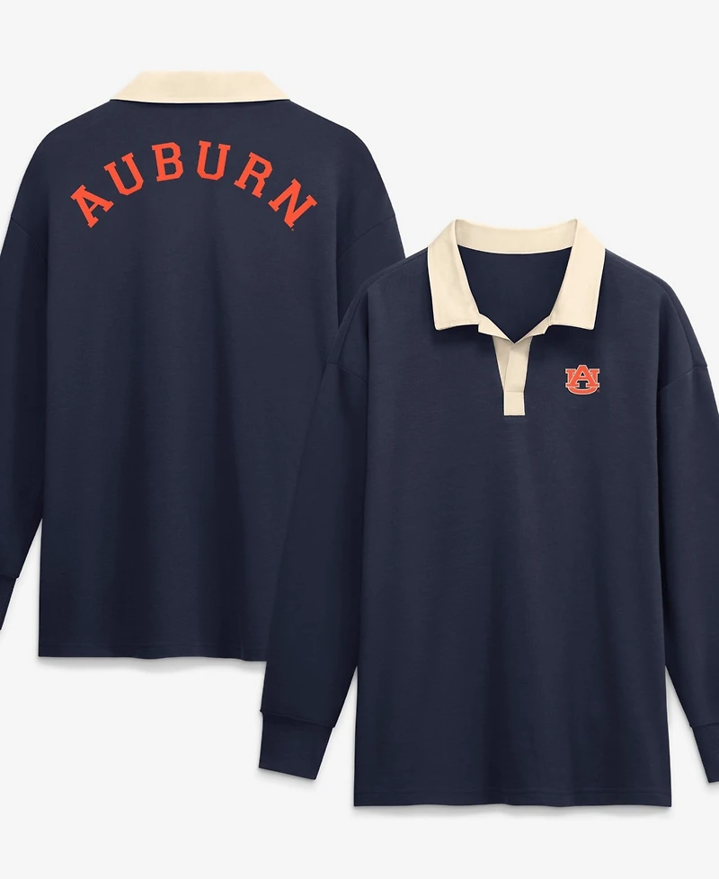 Nike Women's Navy Auburn Tigers Oversized Essential Dri-FITLong sleeves V-Neck Polo Shirt