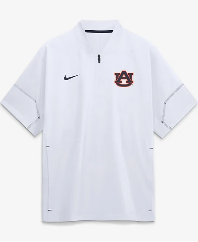 Nike Men's White Auburn Tigers 2026 Sideline Short sleeves Quarter-Zip Coaches Jacket