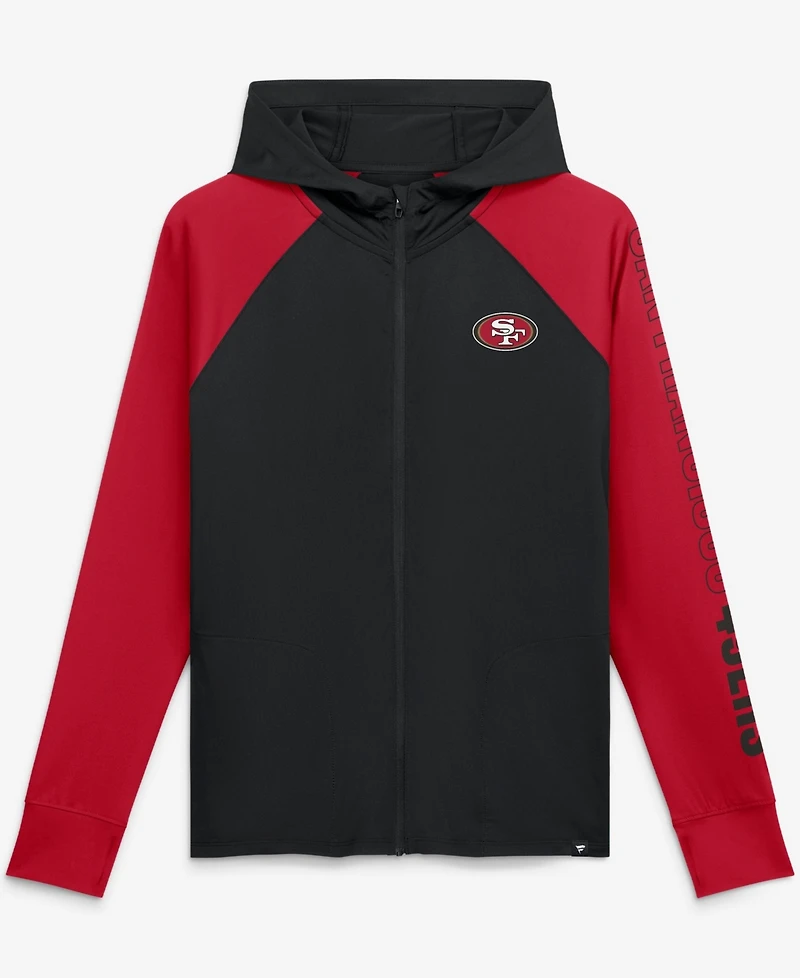 Fanatics Women's Black/Scarlet San Francisco 49ers Cornerback Blitz Raglan Full-Zip Hoodie
