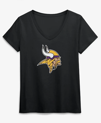 Logo Athletic Women's Black Minnesota Vikings Primary V-Neck T-Shirt