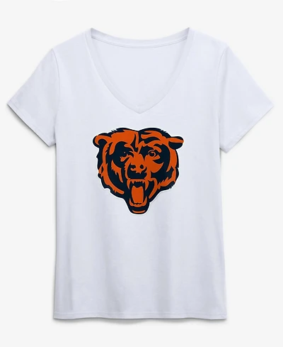 Logo Athletic Women's White Chicago Bears Primary V-Neck T-Shirt