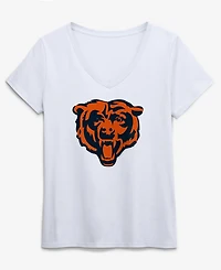 Logo Athletic Women's White Chicago Bears Primary V-Neck T-Shirt